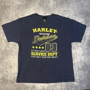 Harley Davidson Motorcycles Service Dept Factory Mens XL T‎ Shirt Navy
